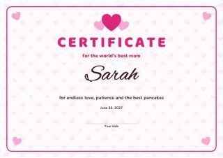 Certificate template: For mom and family