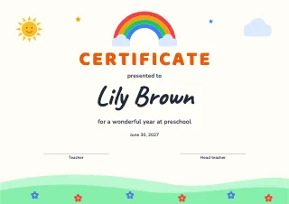 Certificate template: Rainbow and sun