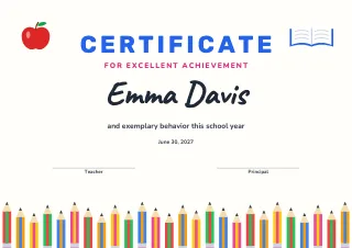 Certificate template: End of the school year