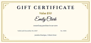 Gift certificate template: Store gift certificate