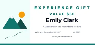 Gift certificate template: Experience gift certificate